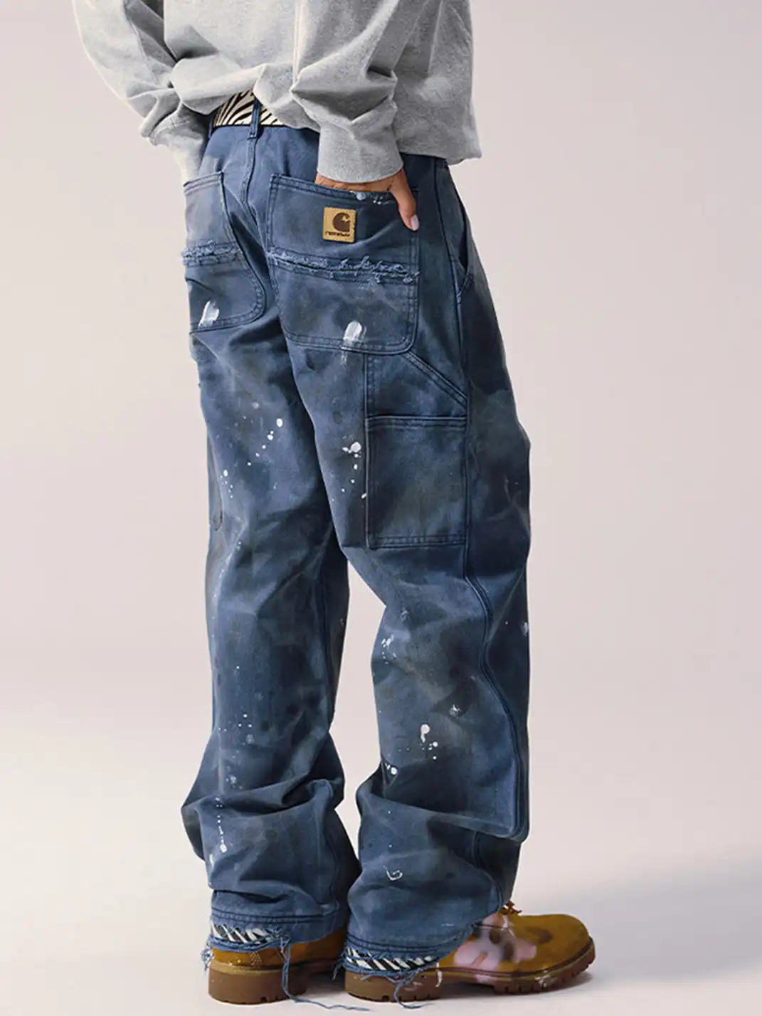 Remedy | Ink-splattered Loose Straight Casual Pants