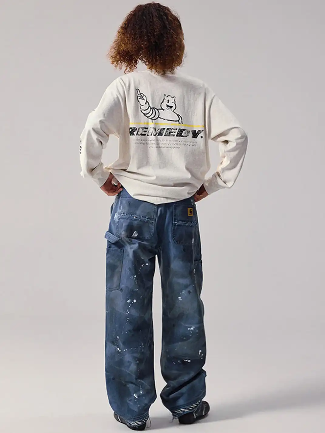 Remedy | Ink-splattered Loose Straight Casual Pants