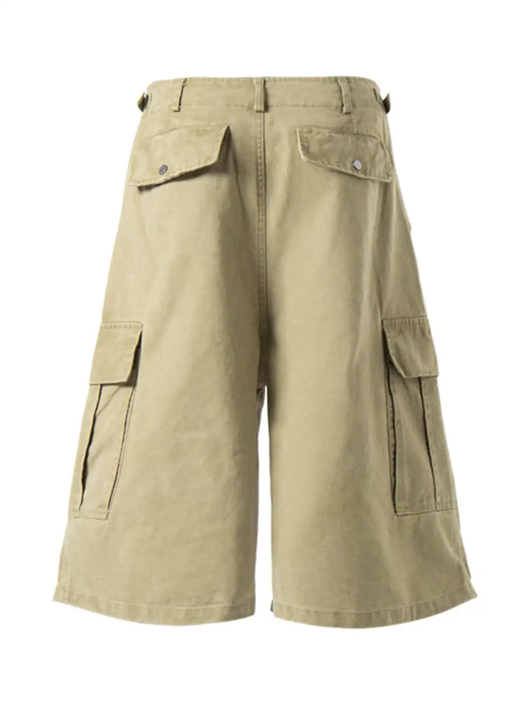 NOMANIAI | Bronze Rivet Flap Pleated Multi-pocket Seven-point Pants