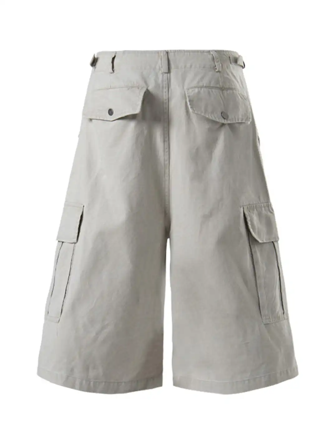 NOMANIAI | Bronze Rivet Flap Pleated Multi-pocket Seven-point Pants