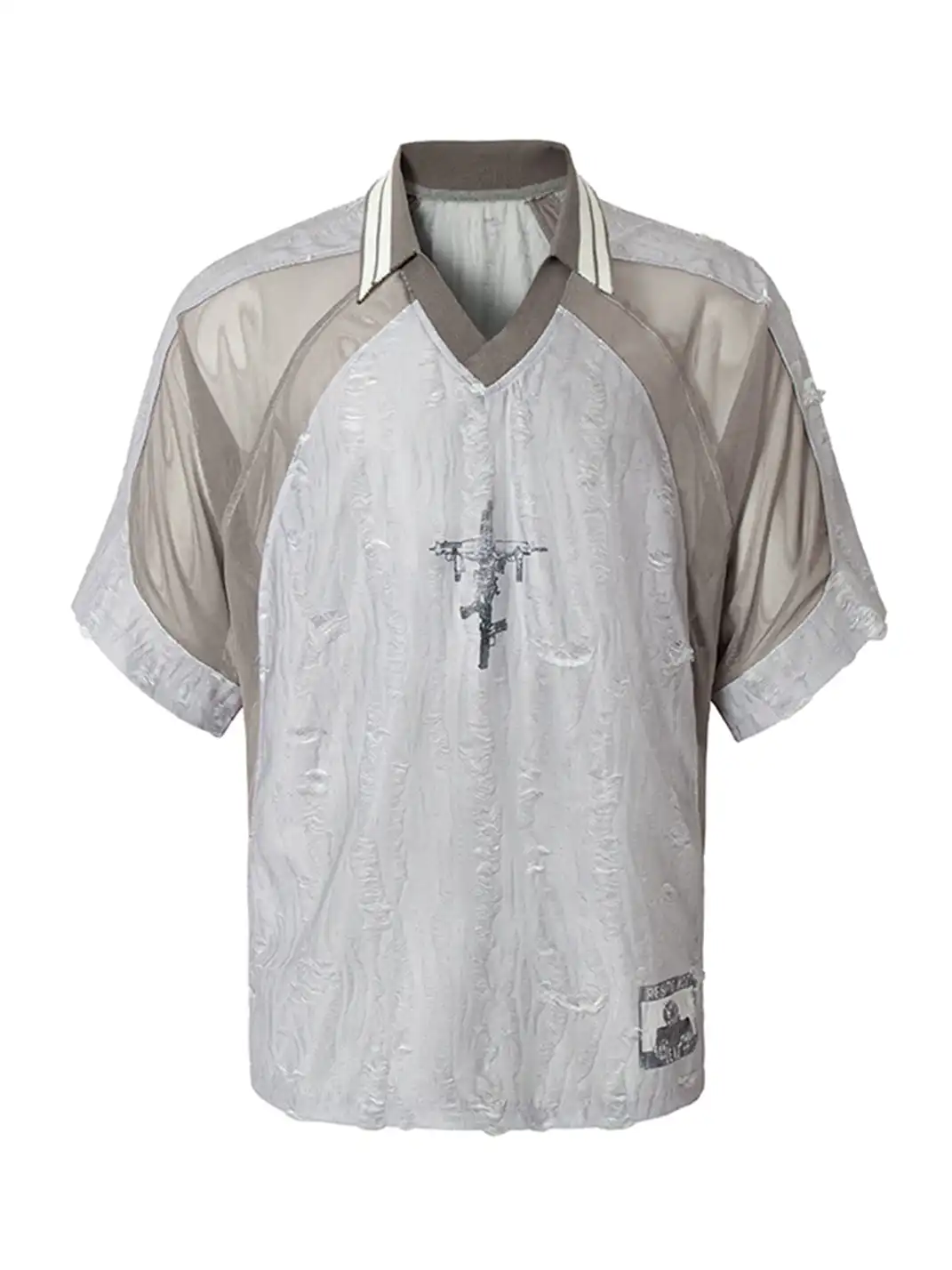 NOMANIAI | Deconstructed Multi-material Spliced Destroyed T-shirt