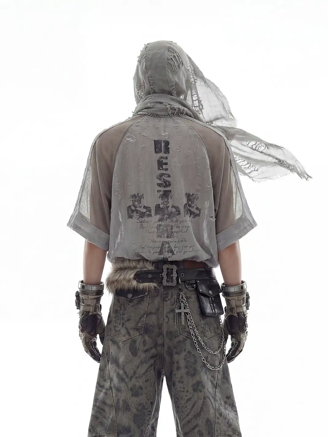 NOMANIAI | Deconstructed Multi-material Spliced Destroyed T-shirt