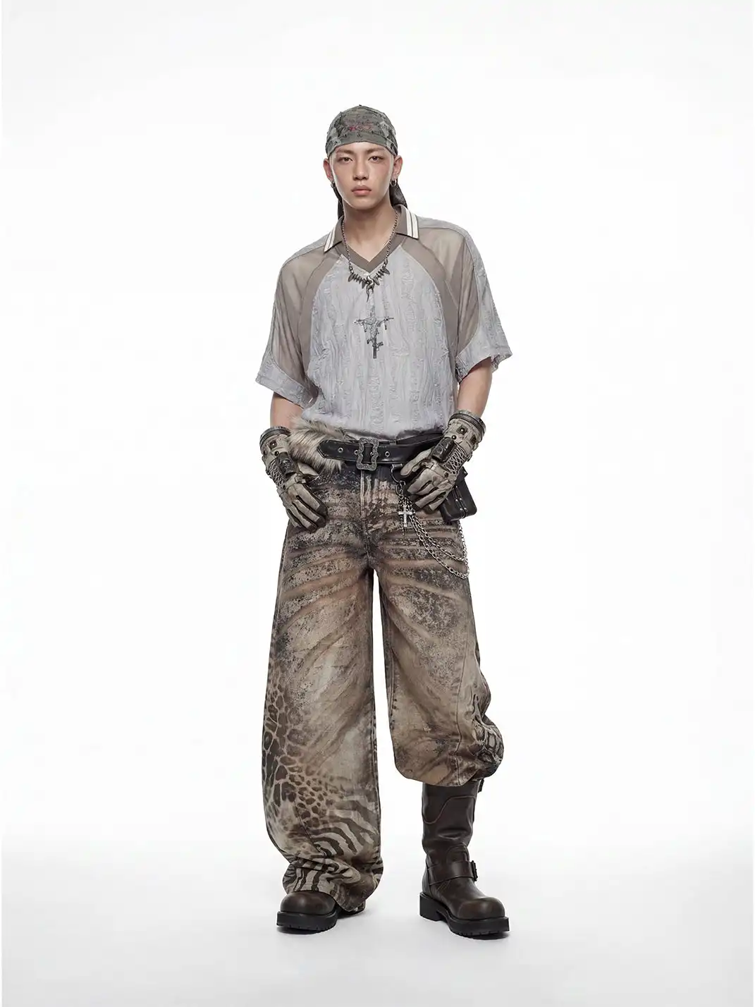 NOMANIAI | Deconstructed Multi-material Spliced Destroyed T-shirt