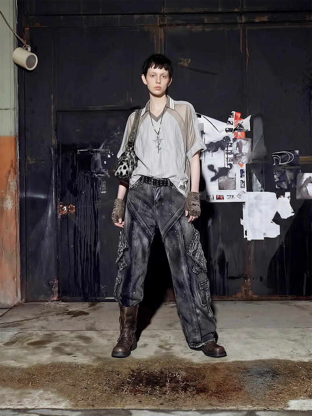 NOMANIAI | Deconstructed Multi-material Spliced Destroyed T-shirt