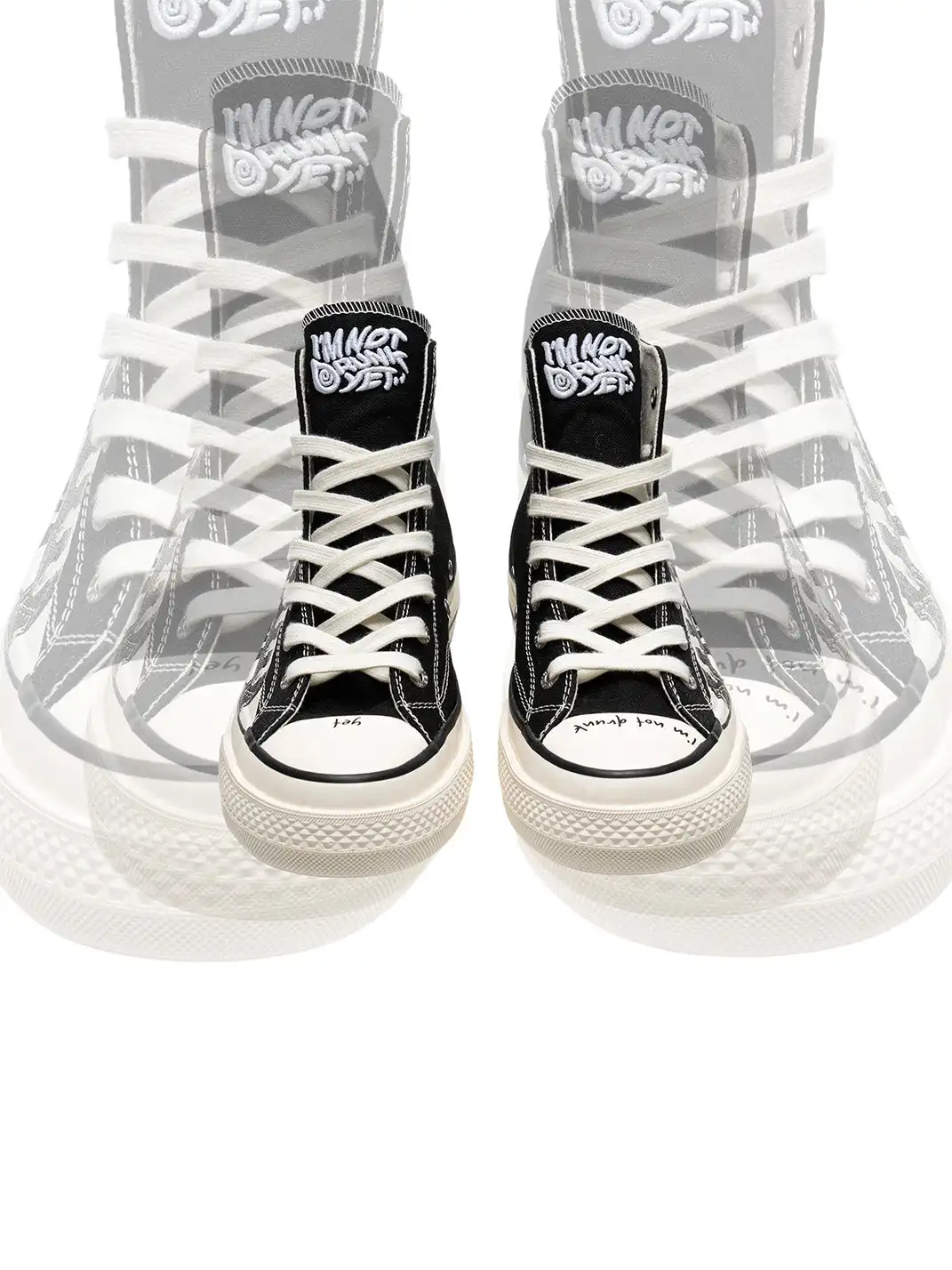 BBIMP | Black Printed Phantom Thick-soled Canvas Shoes