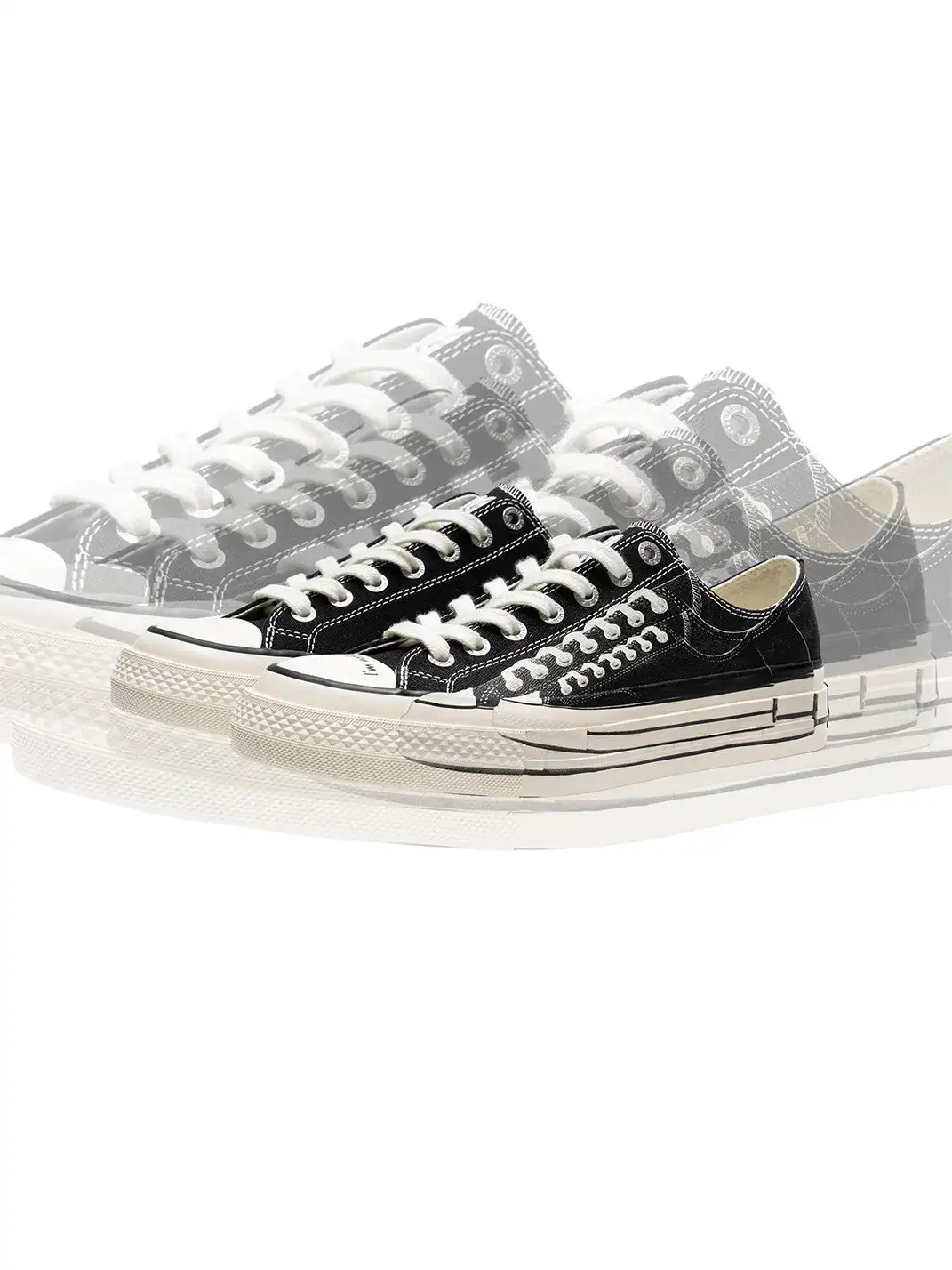 BBIMP | Black Printed Phantom Thick-soled Canvas Shoes