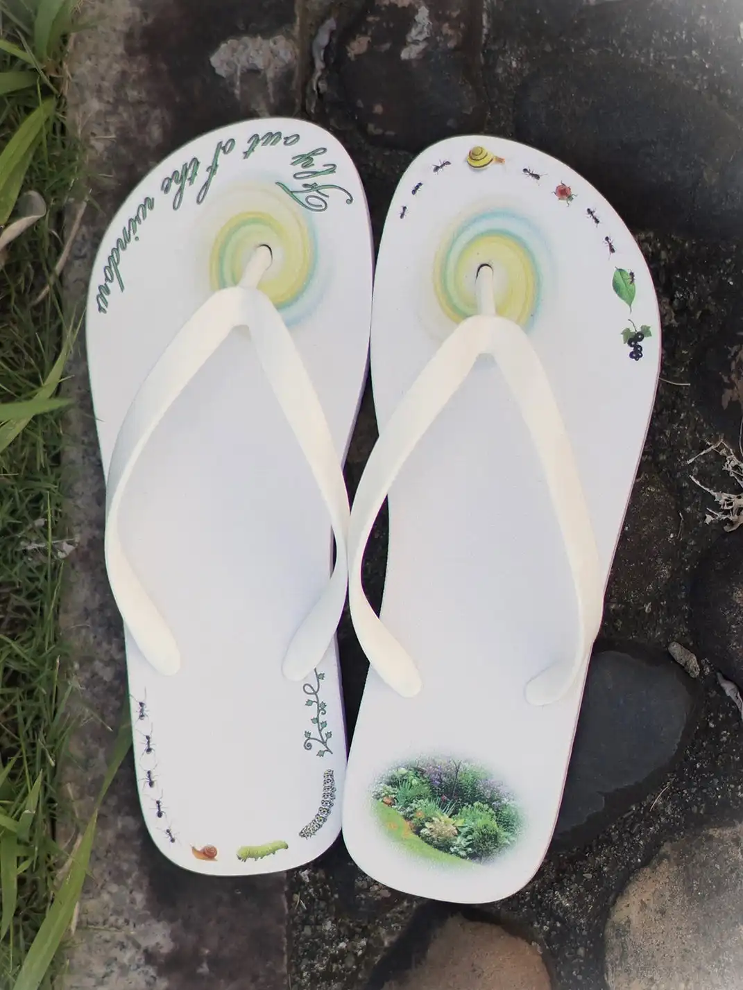 Osw | Green Trail Ant Print Flip Flops