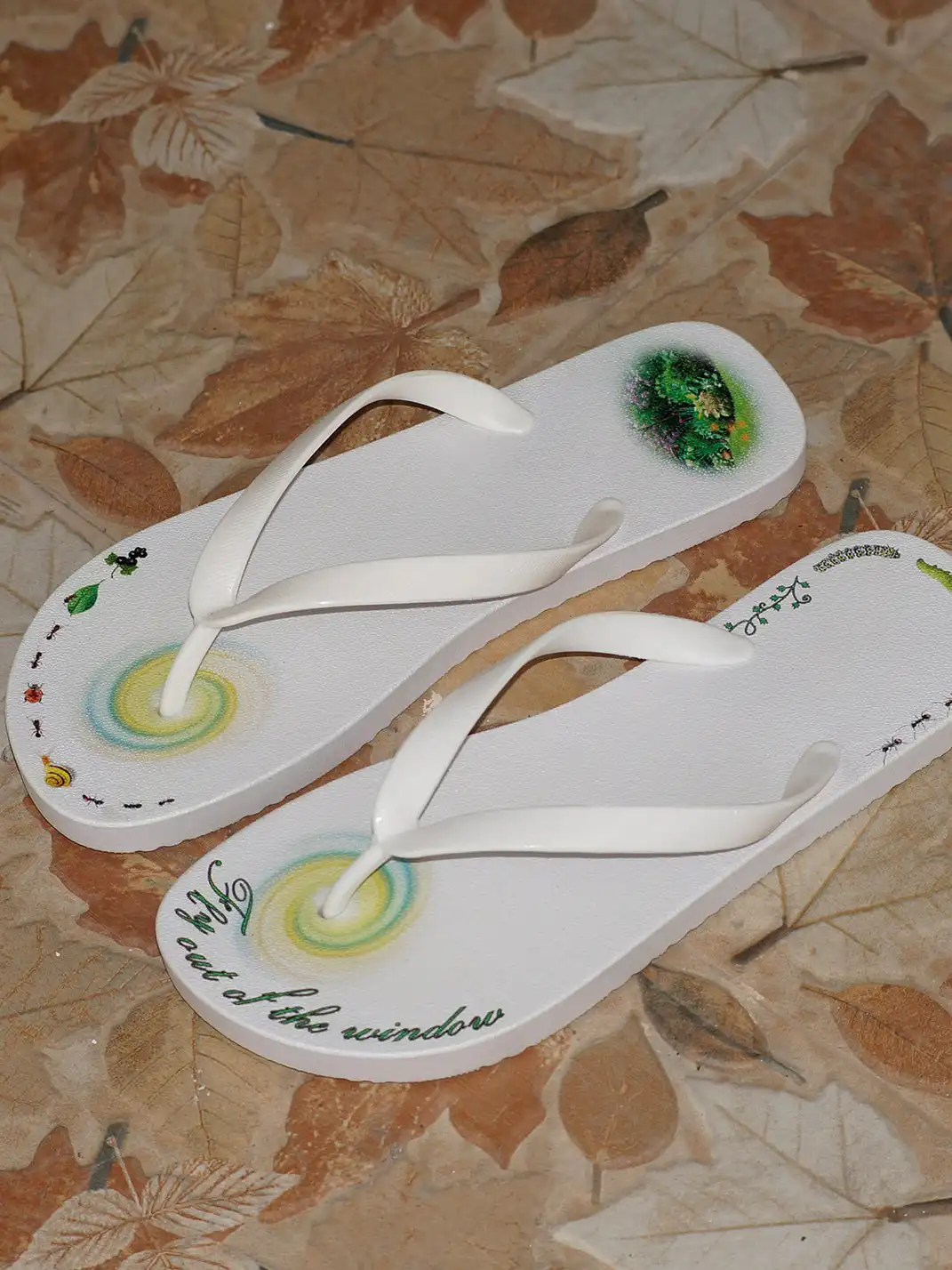 Osw | Green Trail Ant Print Flip Flops