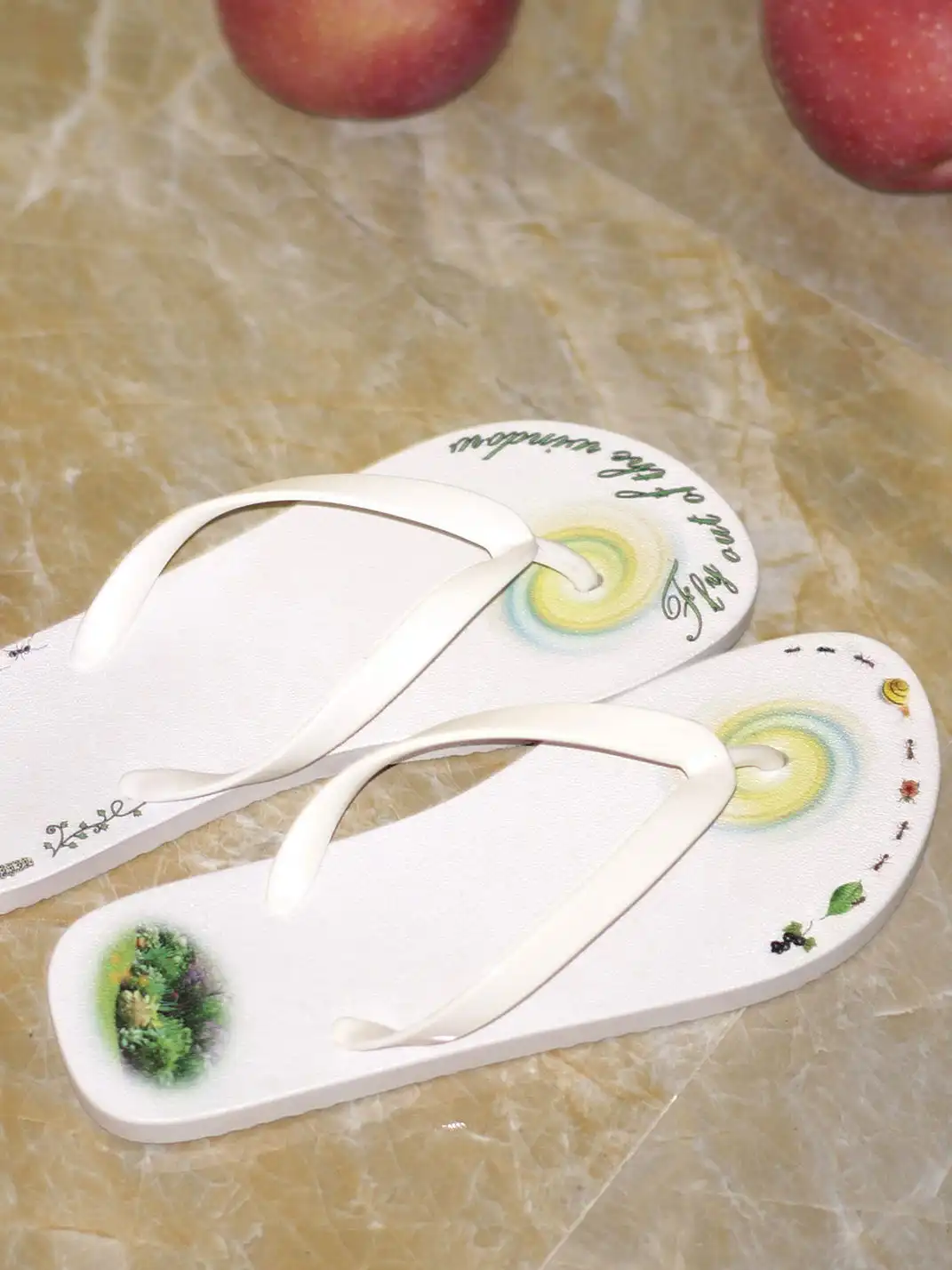 Osw | Green Trail Ant Print Flip Flops