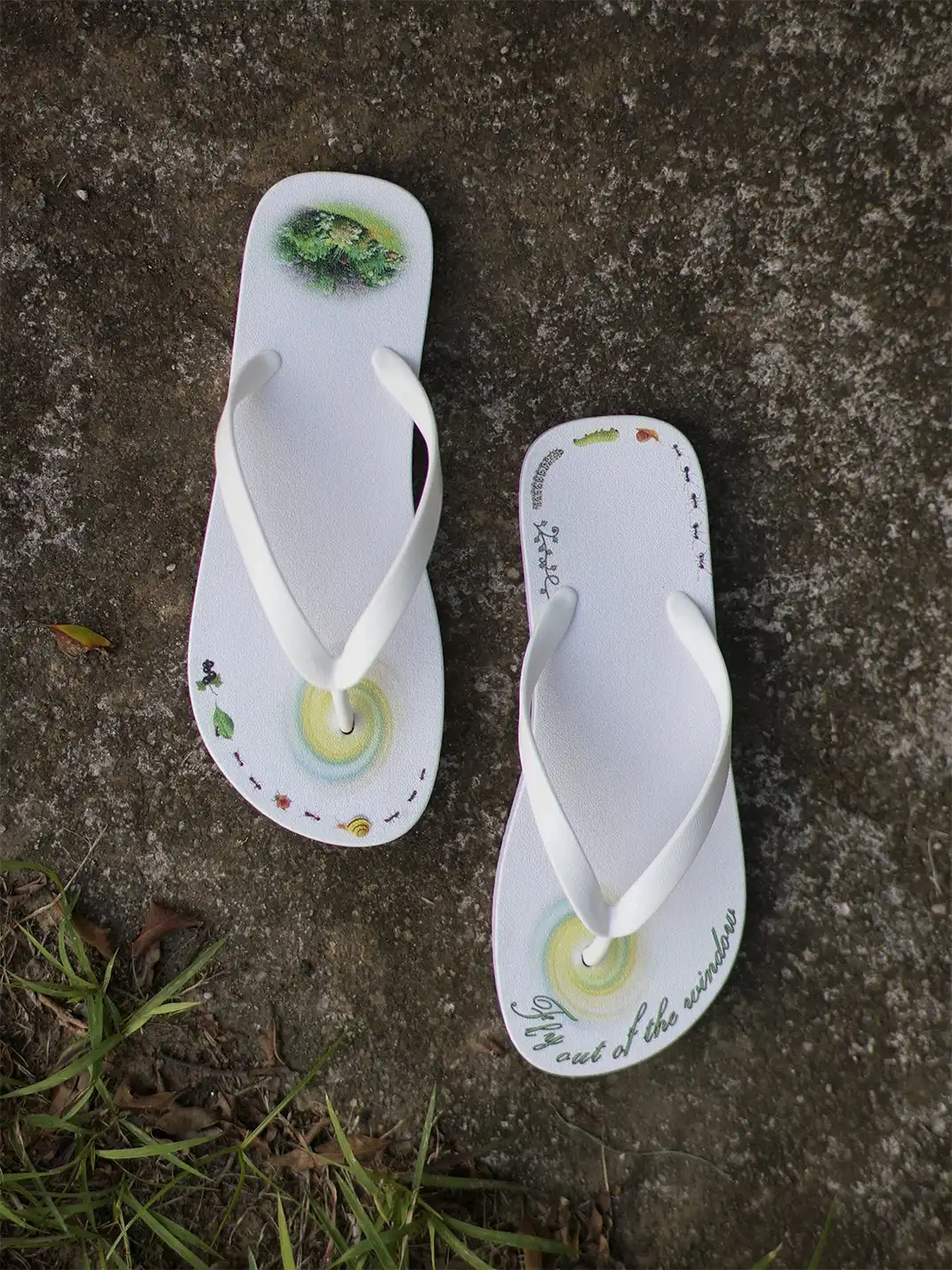 Osw | Green Trail Ant Print Flip Flops