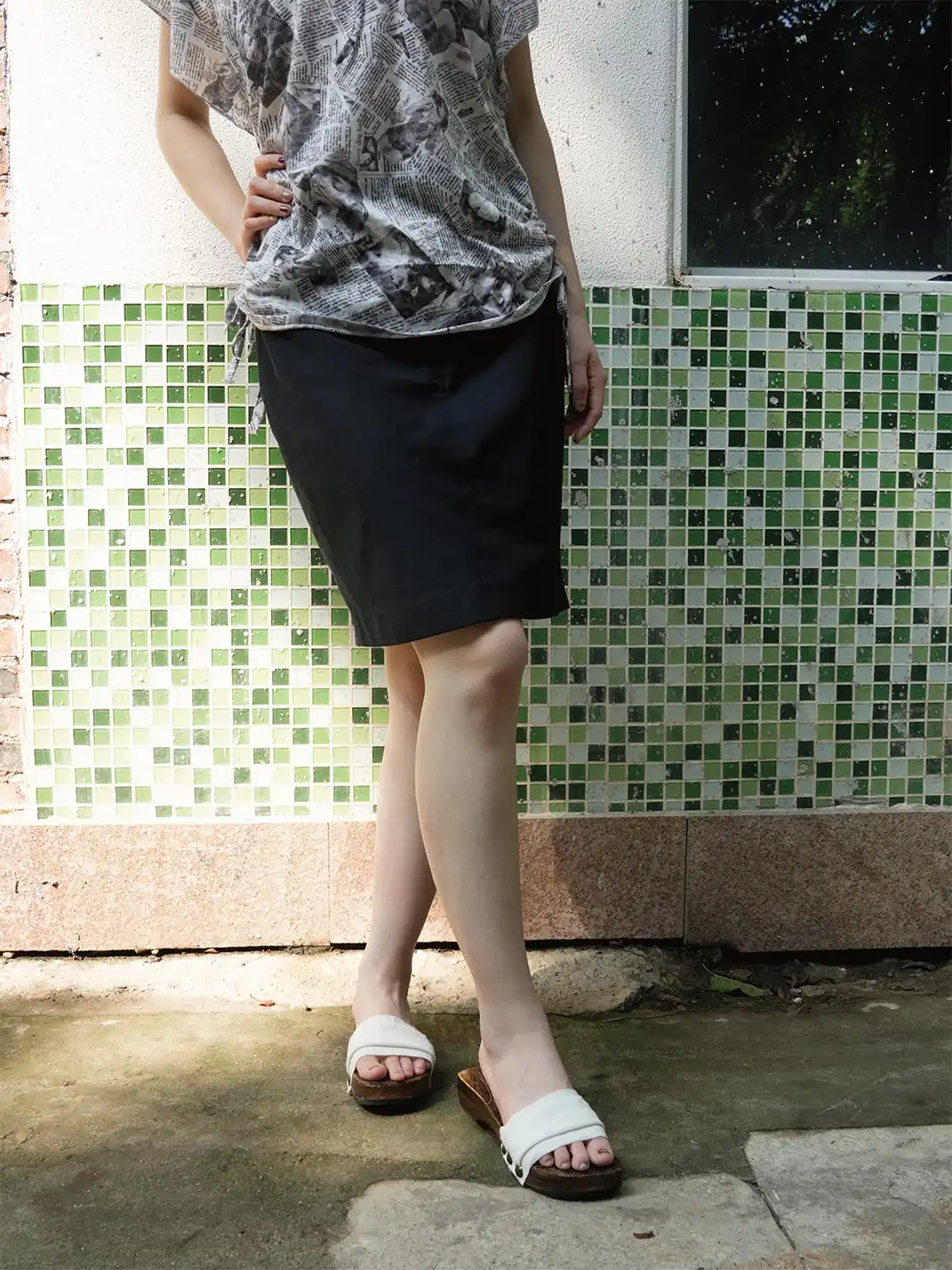 Osw | Bandage Wooden Clog One-Strap Slippers