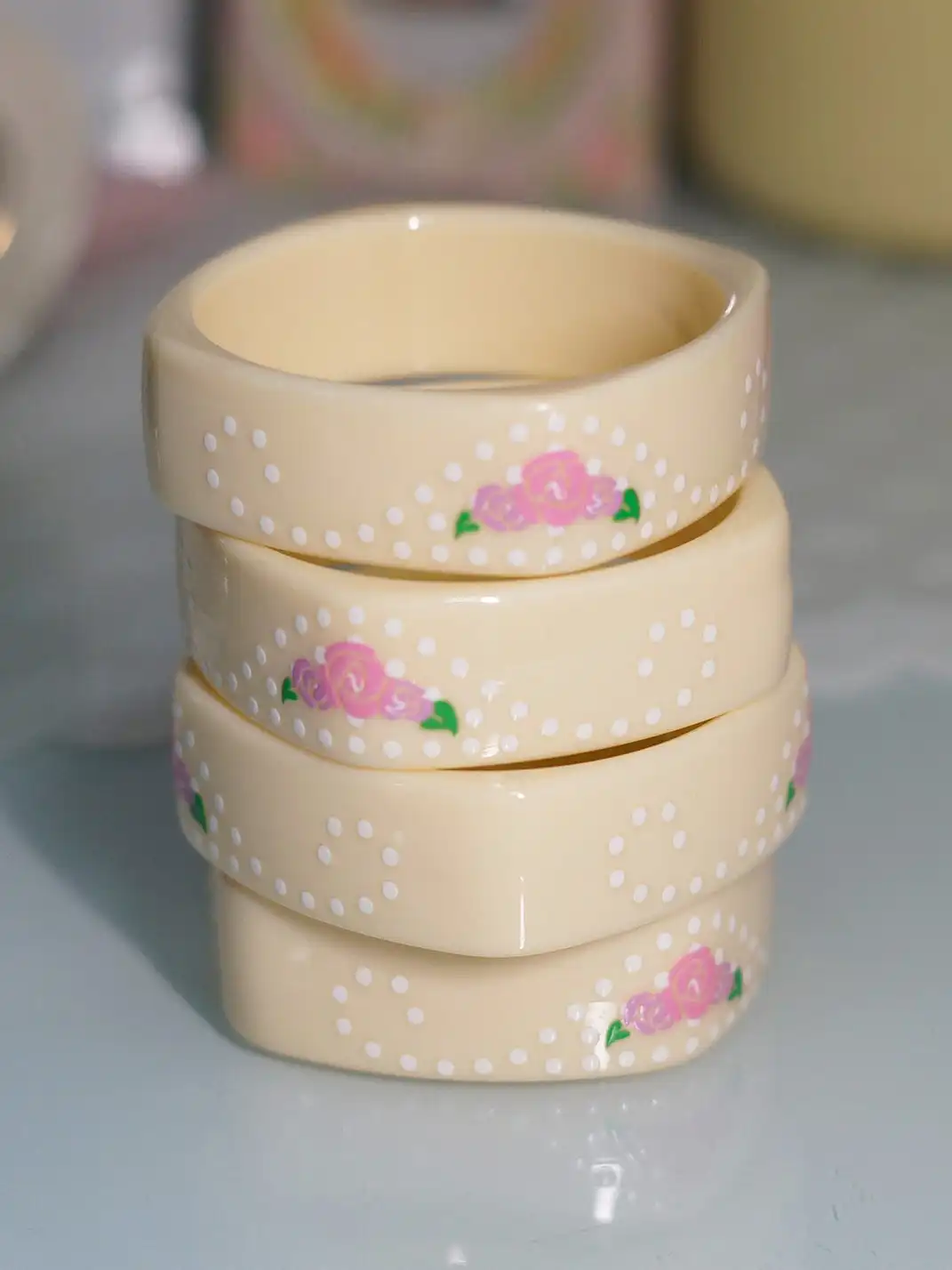 Osw | Resin Polka Dot Pattern Square Bangle
