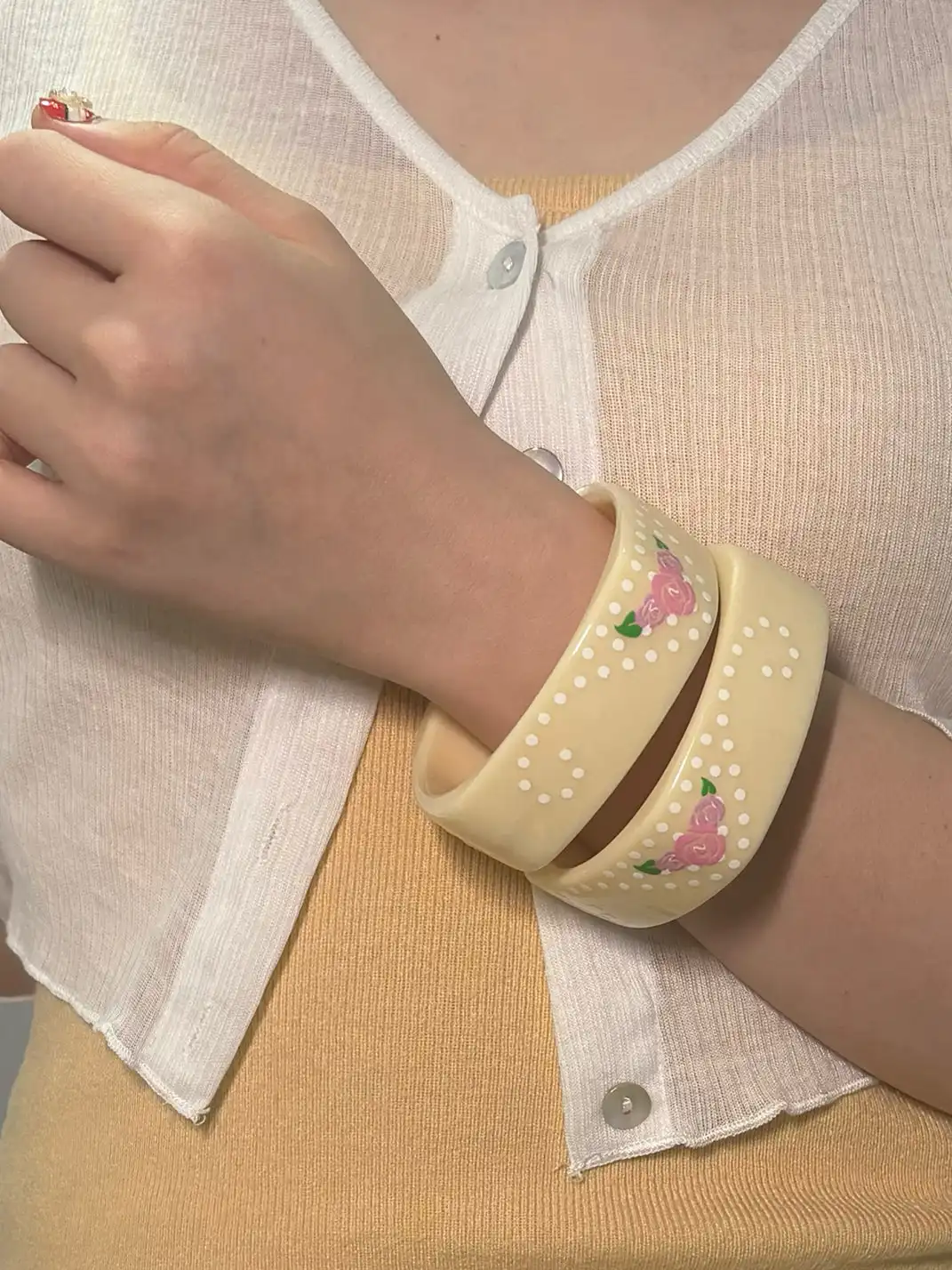 Osw | Resin Polka Dot Pattern Square Bangle