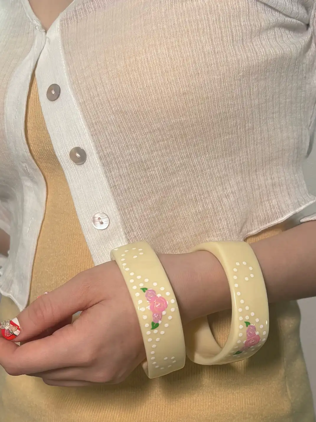 Osw | Resin Polka Dot Pattern Square Bangle
