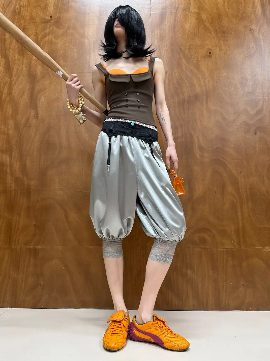 nit alcove | Five-color Low-cut Layered Button Cami Tank Top