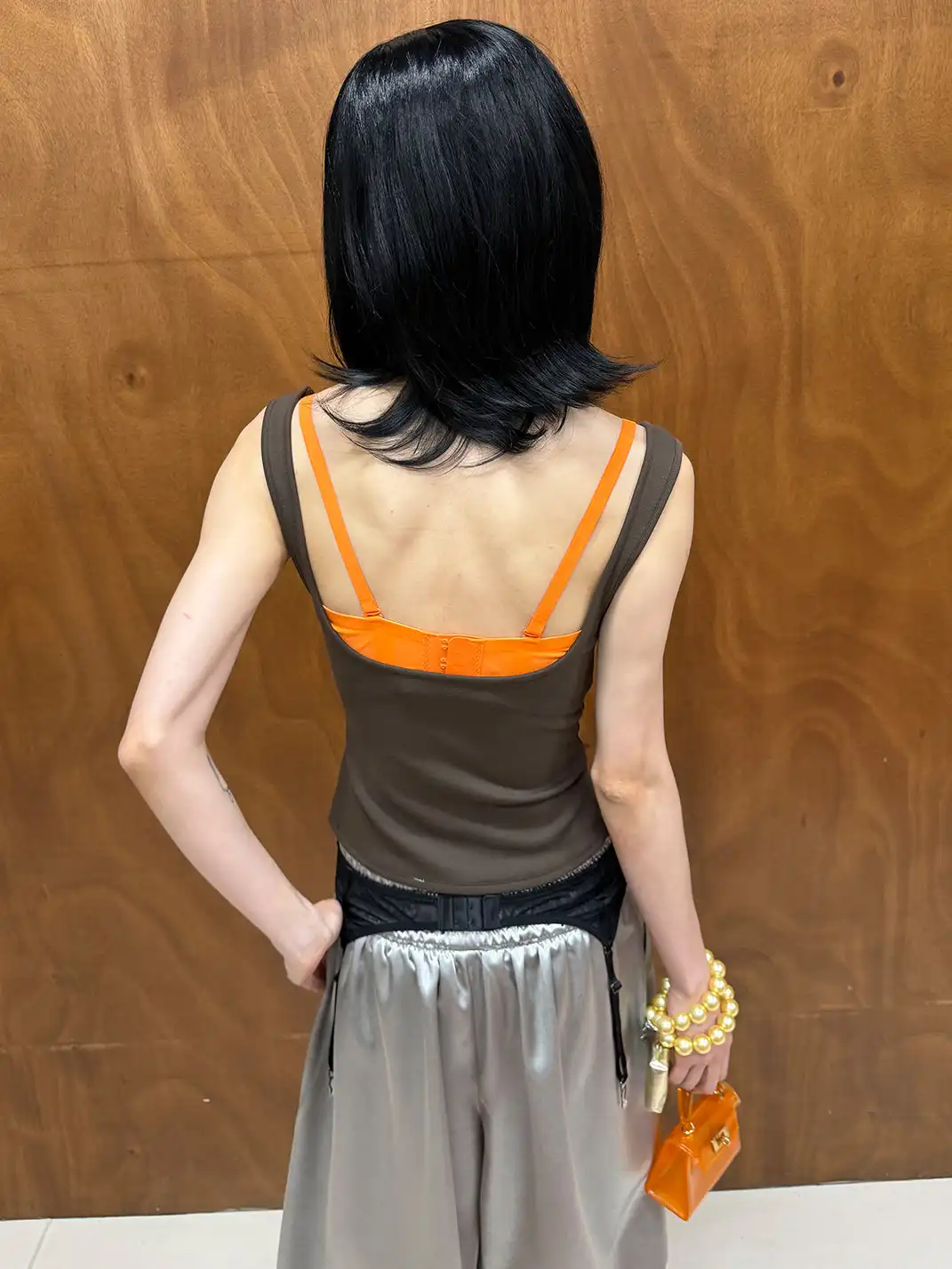 nit alcove | Five-color Low-cut Layered Button Cami Tank Top