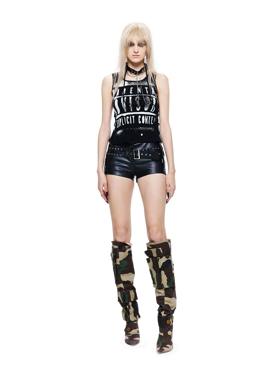 24ans online | Handmade Rivet Lace-up Leather Pants
