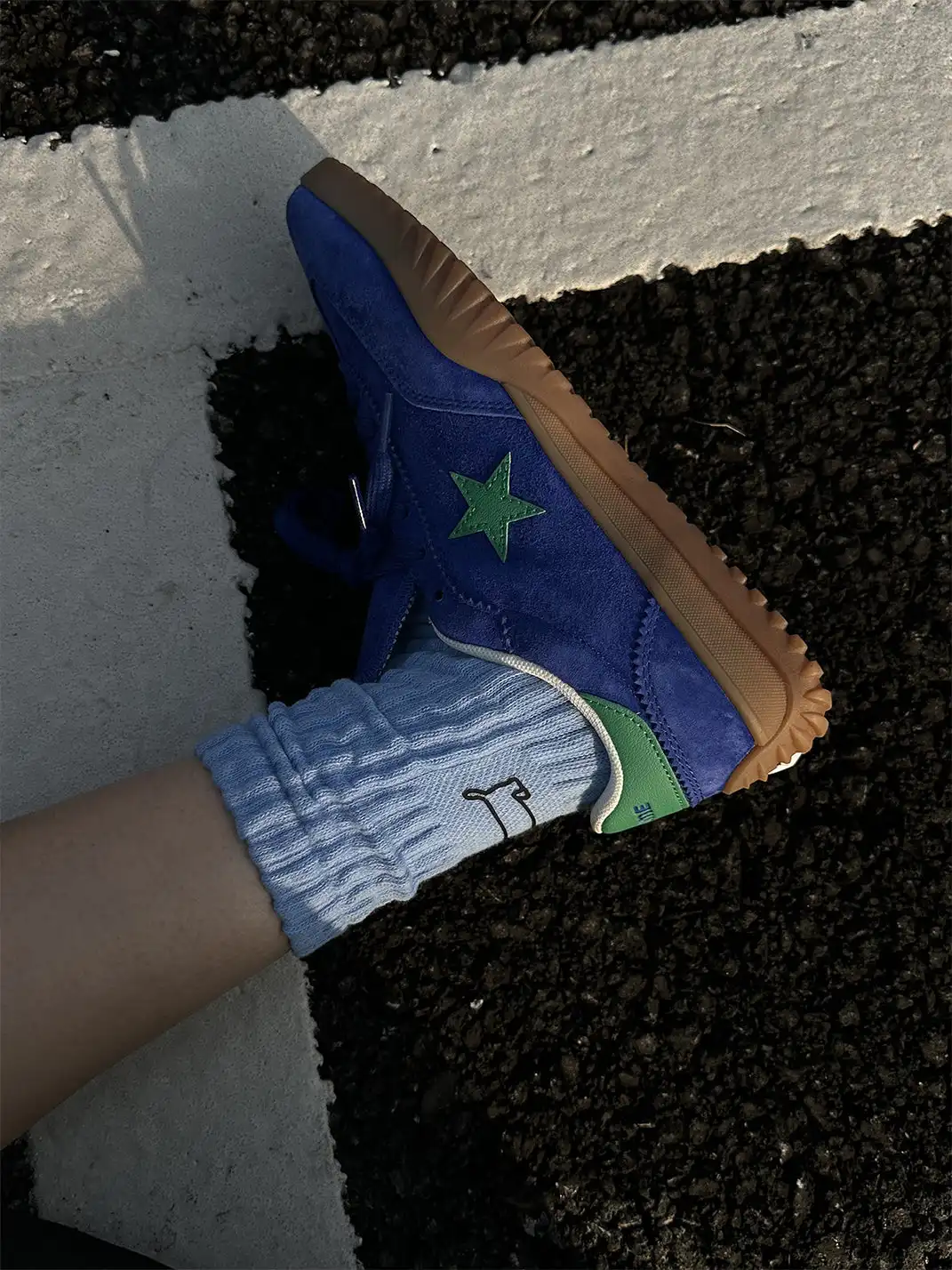 joasll | Suede Star-Embroidered Casual Sneakers-Blue