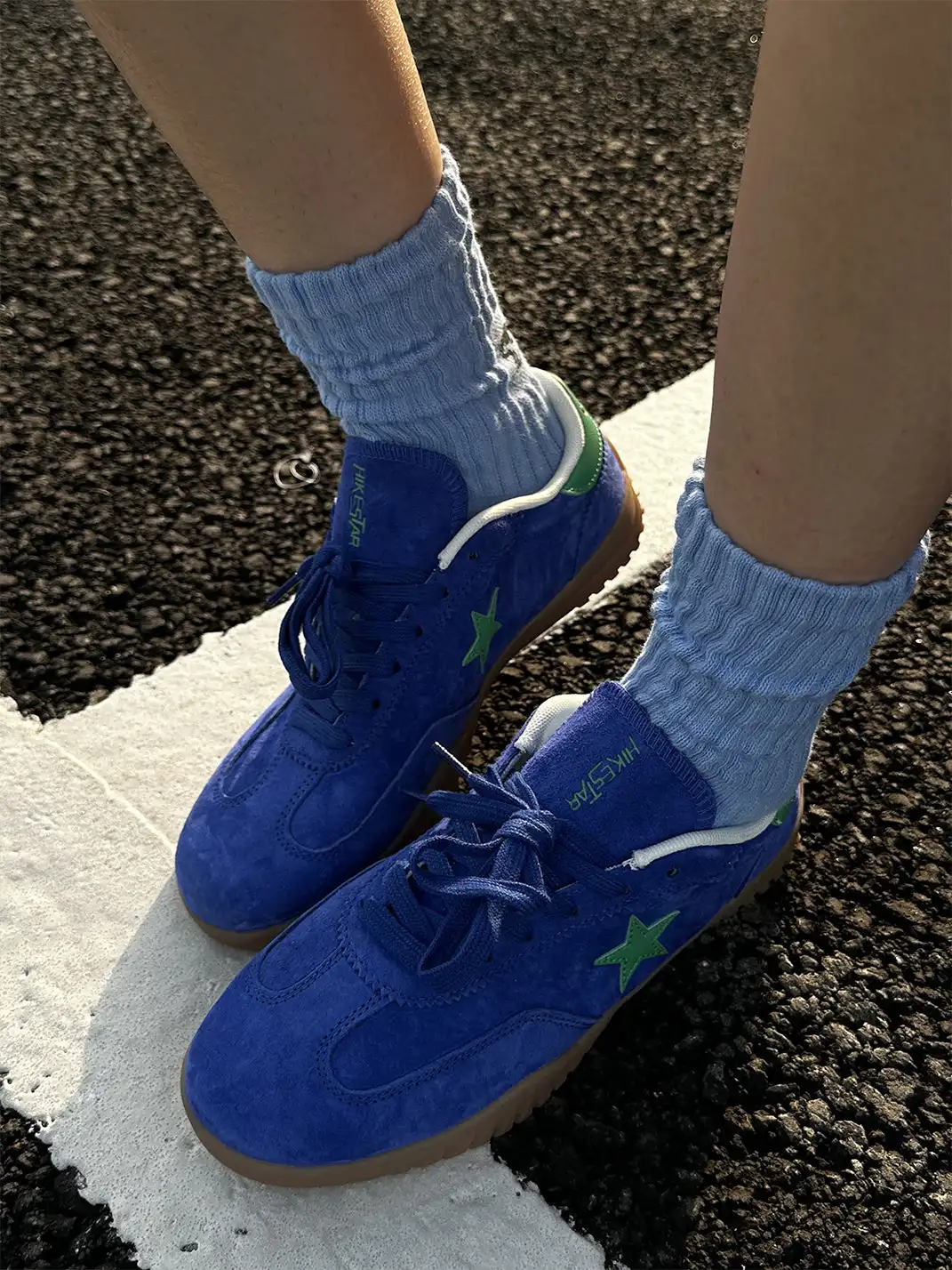joasll | Suede Star-Embroidered Casual Sneakers-Blue
