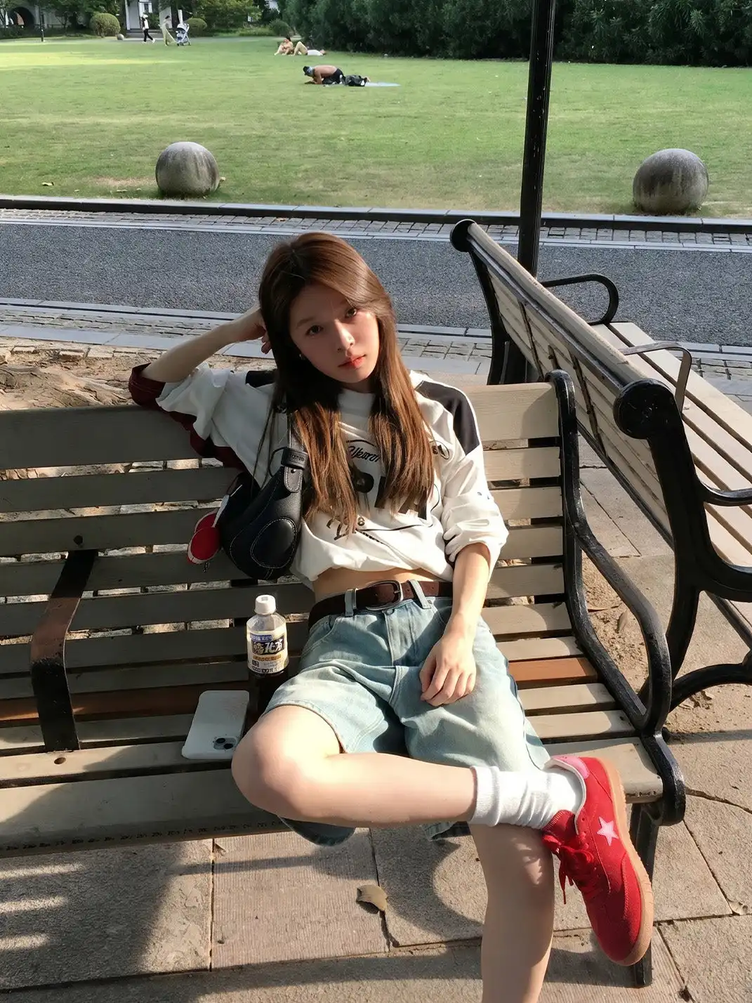 joasll | Suede Star-Embroidered Casual Sneakers-Red