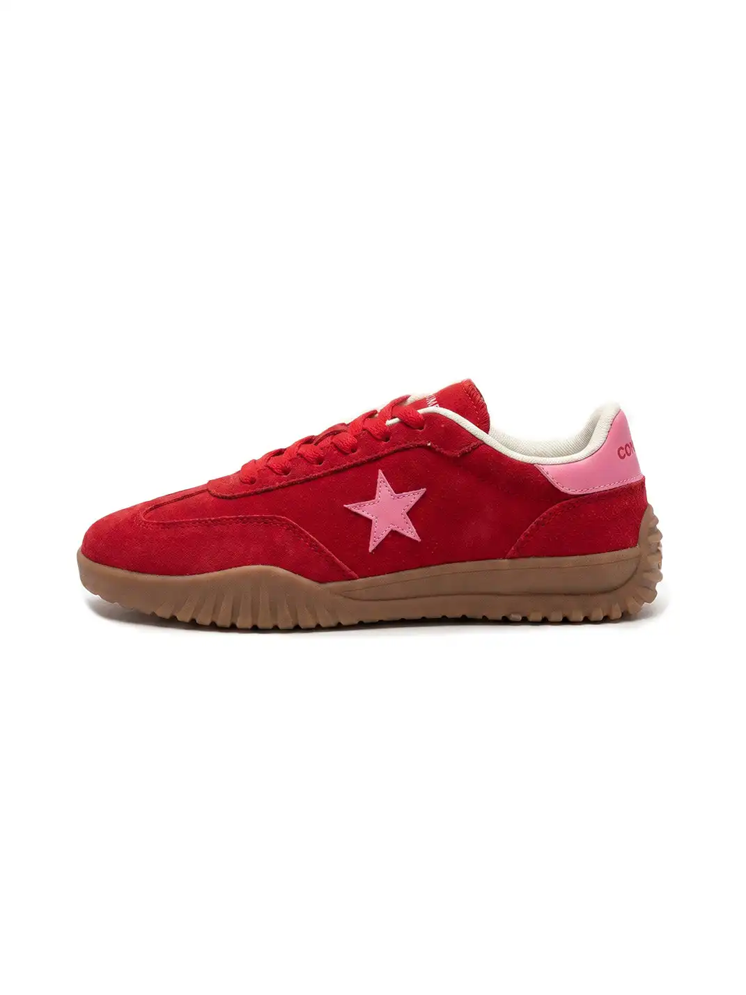 joasll | Suede Star-Embroidered Casual Sneakers-Red