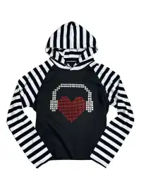 ArtByTastybabe | Rivet Earphone Hooded Striped Raglan Sleeve