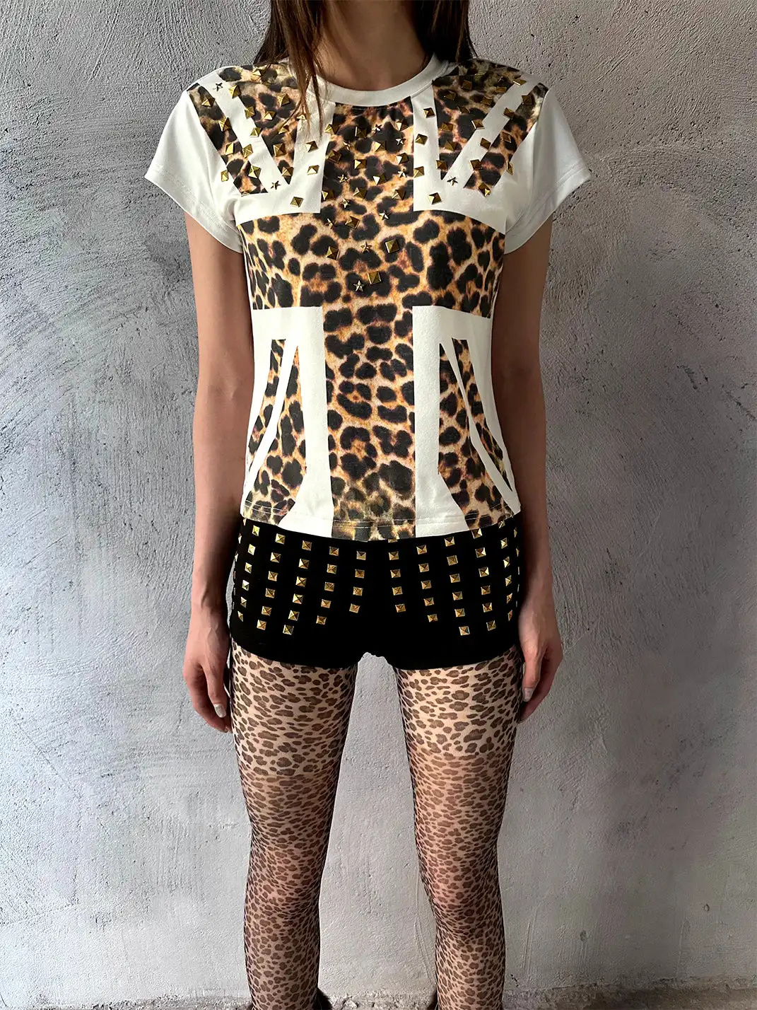 ArtByTastybabe | Rivet Leopard Print Regular Shoulder Short Sleeve