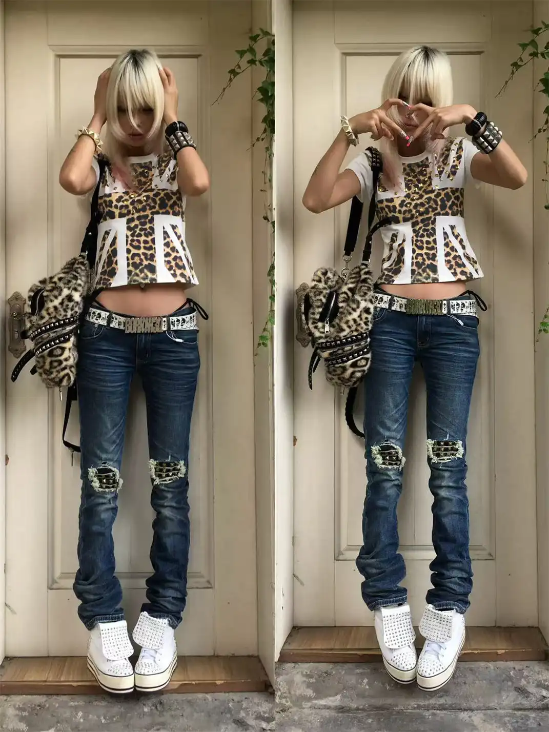 ArtByTastybabe | Rivet Leopard Print Regular Shoulder Short Sleeve