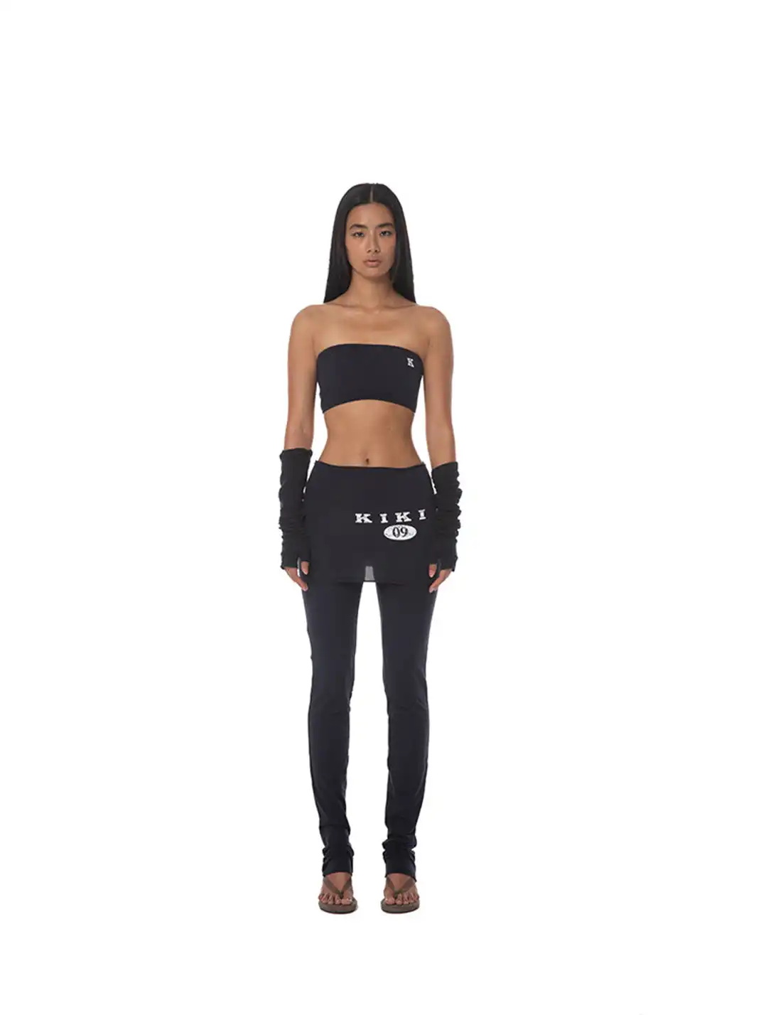 KISSKISSKIKI | Navy Blue Bandeau Top Long & Short Skirt Two-Piece Set