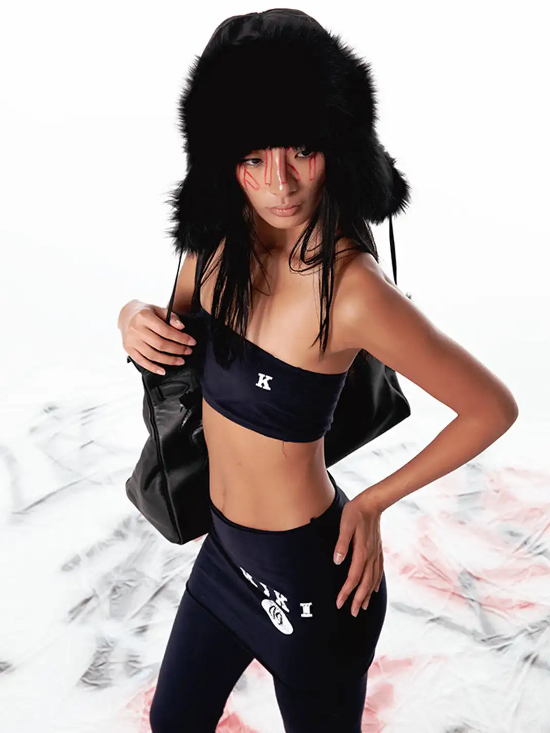 KISSKISSKIKI | Navy Blue Bandeau Top Long & Short Skirt Two-Piece Set
