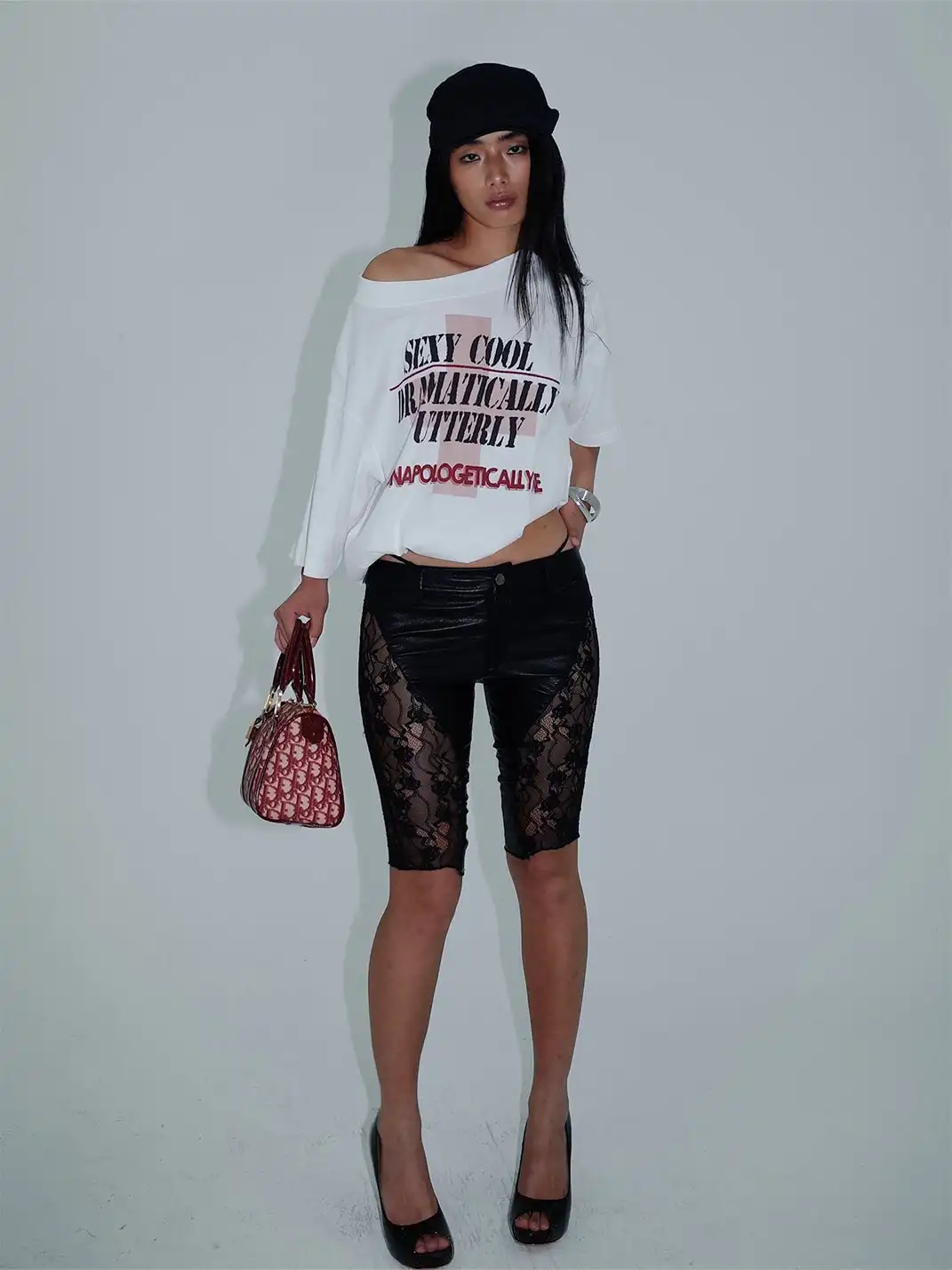 KISSKISSKIKI | Leather Spliced Lace Pants