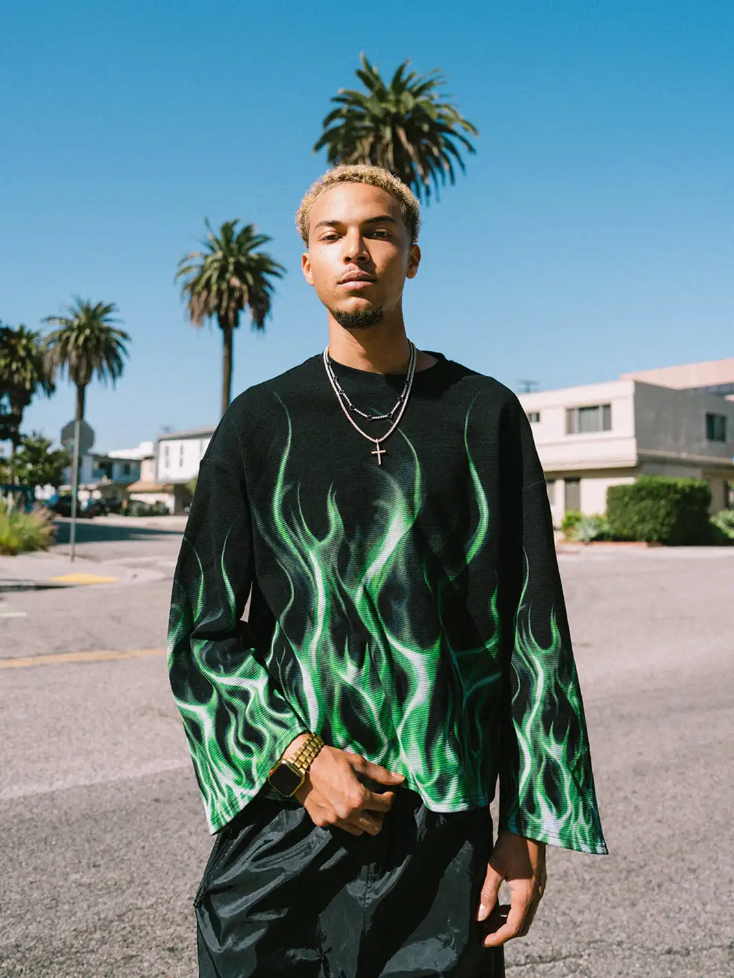 SOFRSH | Flame Printed Crew Neck Sweatshirt