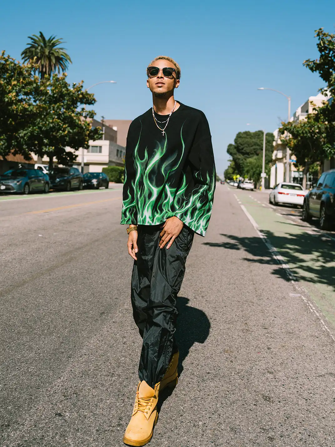 SOFRSH | Flame Printed Crew Neck Sweatshirt
