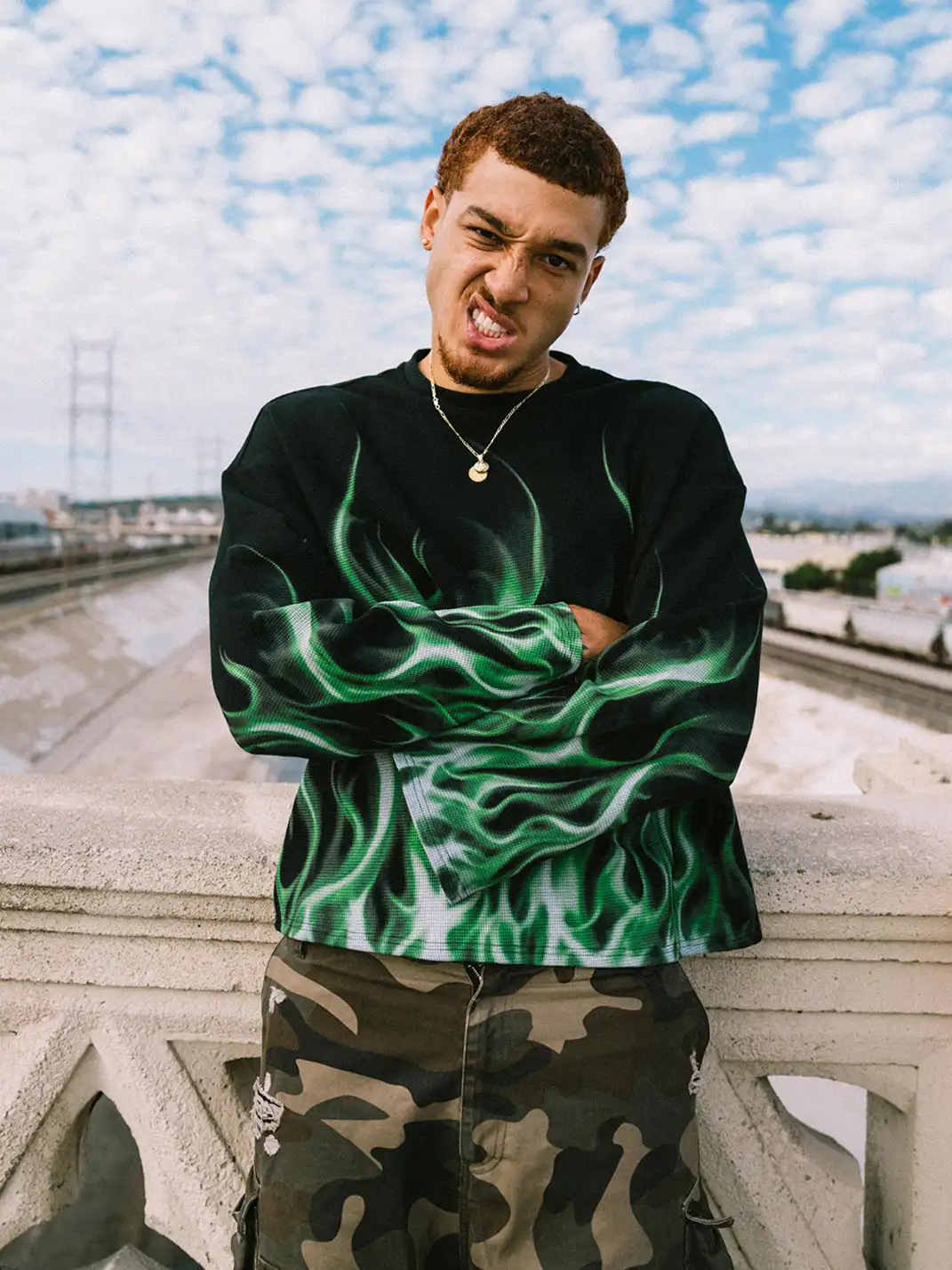 SOFRSH | Flame Printed Crew Neck Sweatshirt