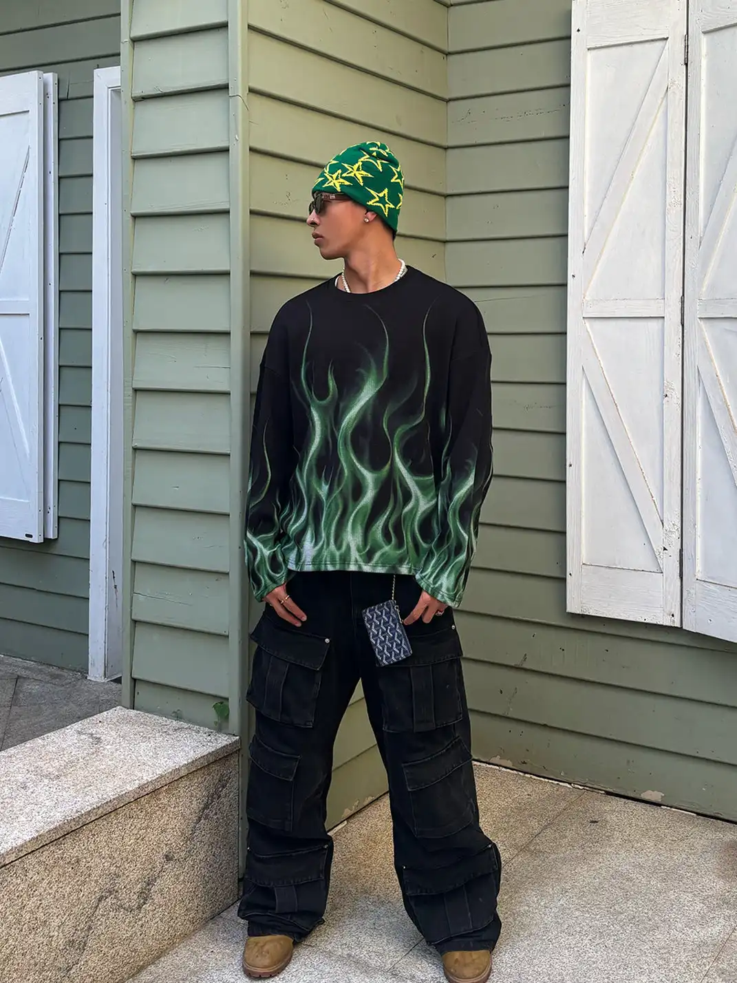 SOFRSH | Flame Printed Crew Neck Sweatshirt