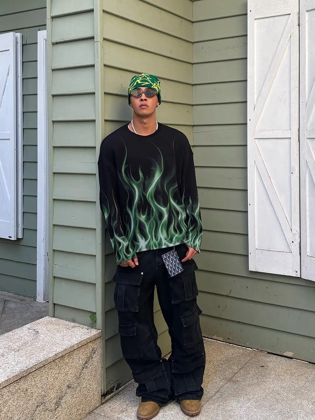 SOFRSH | Flame Printed Crew Neck Sweatshirt