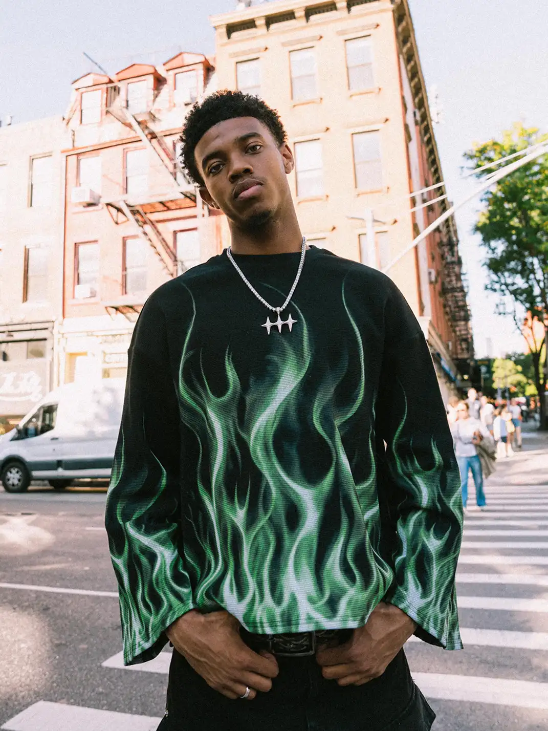 SOFRSH | Flame Printed Crew Neck Sweatshirt