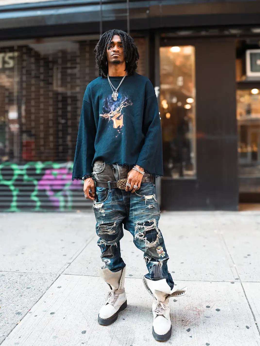 SOFRSH | Crew Neck Long Sleeve Printed Sweatshirt