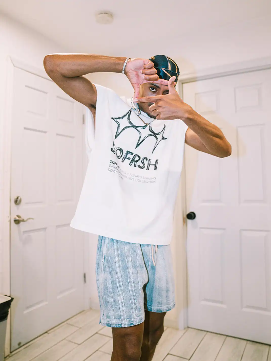 SOFRSH | Washed Striped Drawstring Shorts