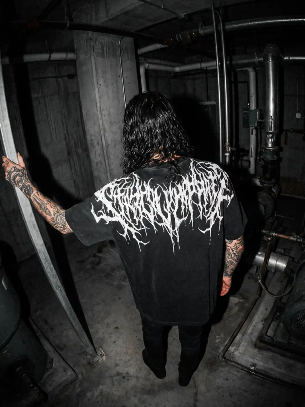 MELANIN | Black Short Sleeve T-shirt with White Thorn Print