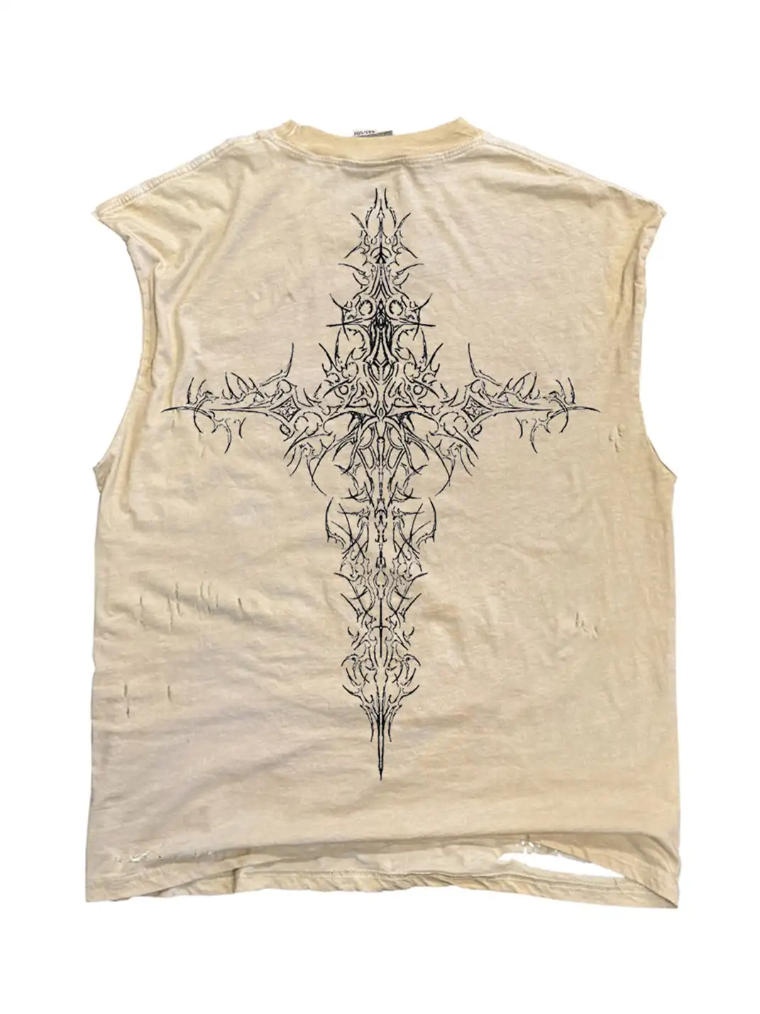 MELANIN | Distressed Spray-painted Cut-off T-shirt