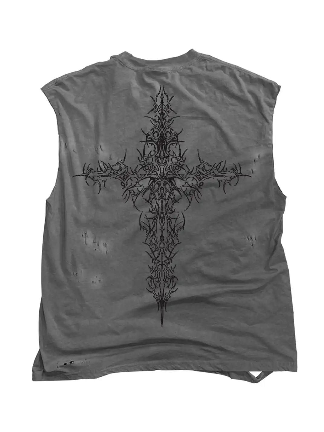 MELANIN | Distressed Spray-painted Cut-off T-shirt