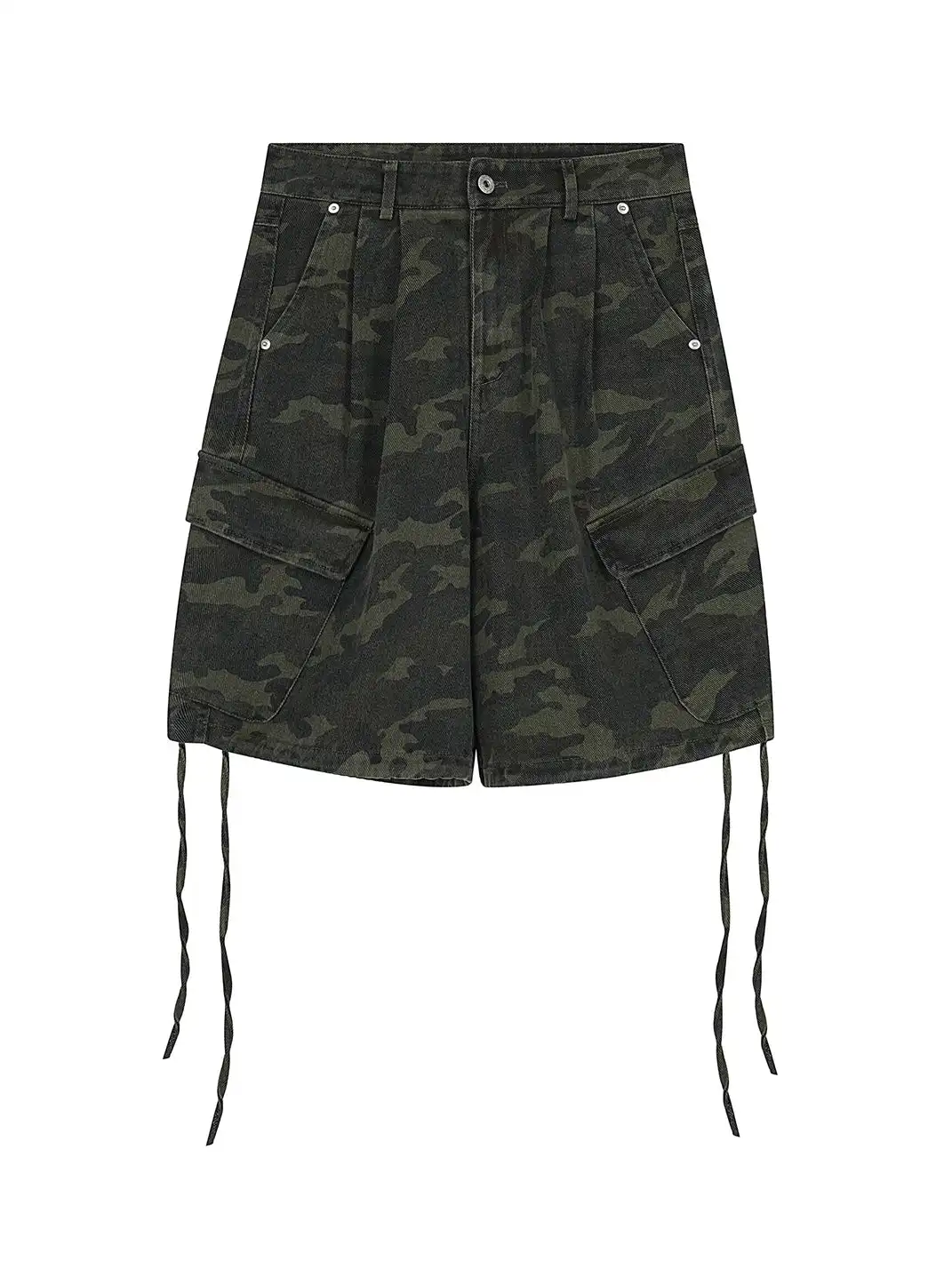 BLACKLISTS | Drawstring Multi-pocket Letter Camouflage Shorts