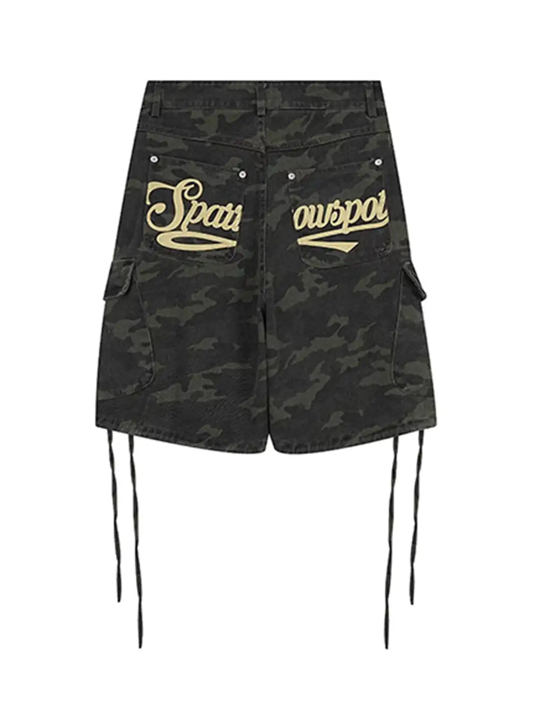 BLACKLISTS | Drawstring Multi-pocket Letter Camouflage Shorts