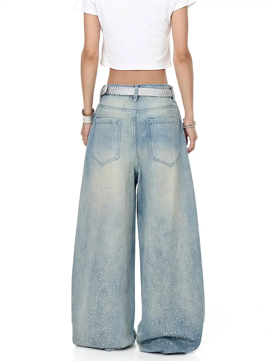BLACKLISTS | Retro Rhinestone Star Straight Jeans