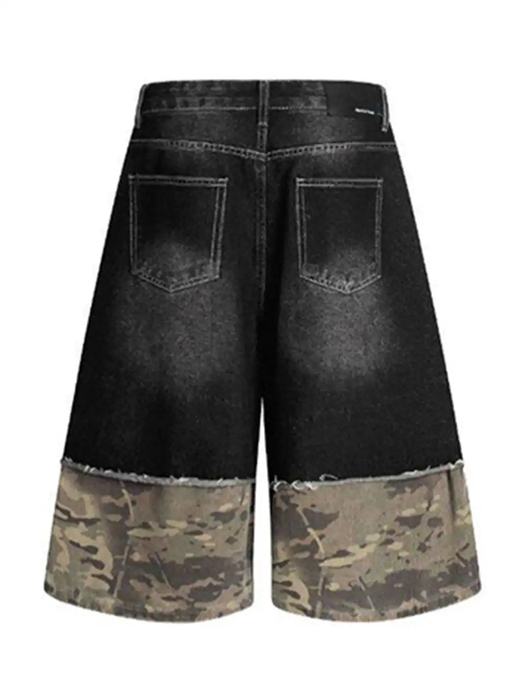 BLACKLISTS | Camouflage Spliced Distressed Denim Capris