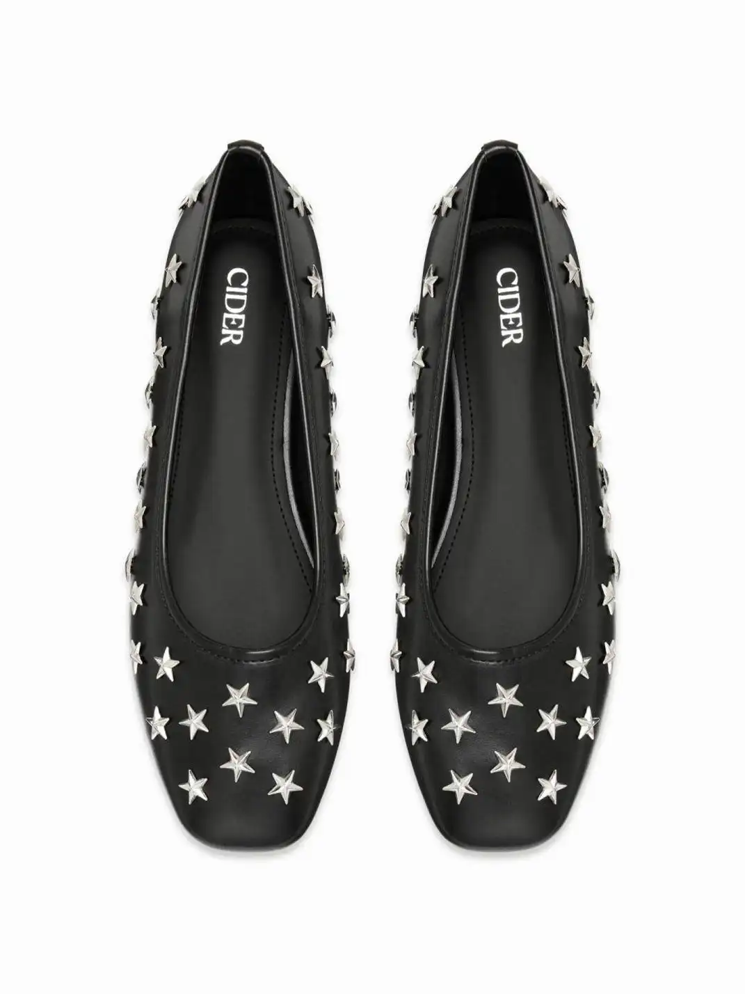 CIDER | Square Toe Rhinestone Flat Shoes
