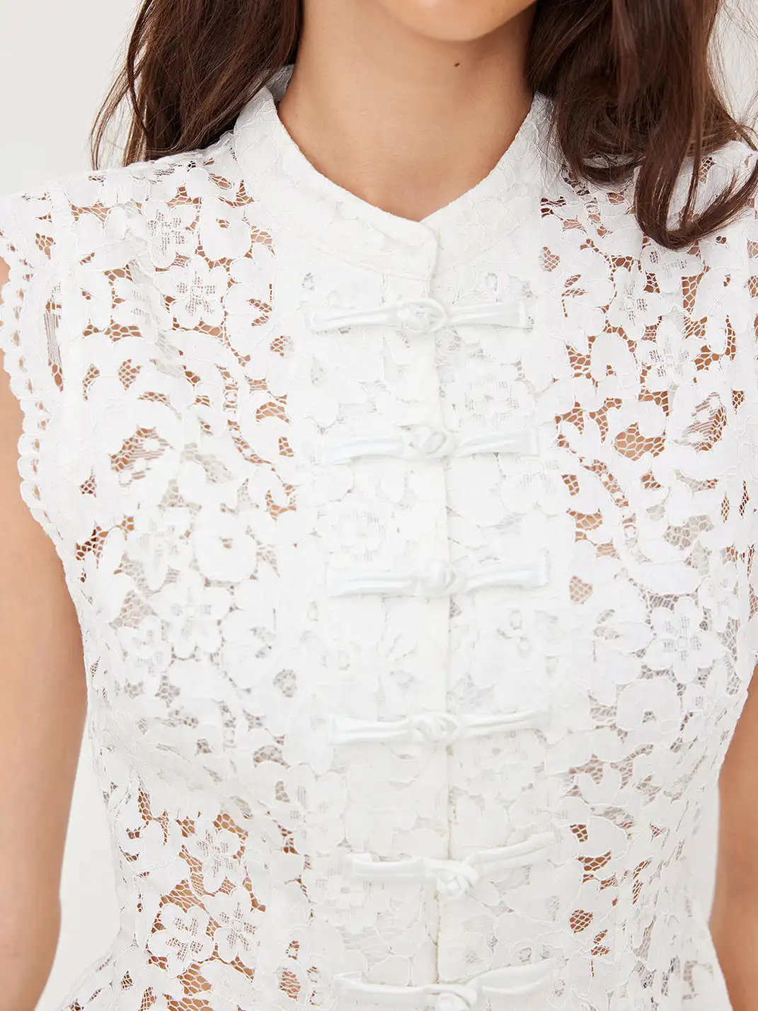 CIDER | Lace Lapel Hollow Out Split Hem Top
