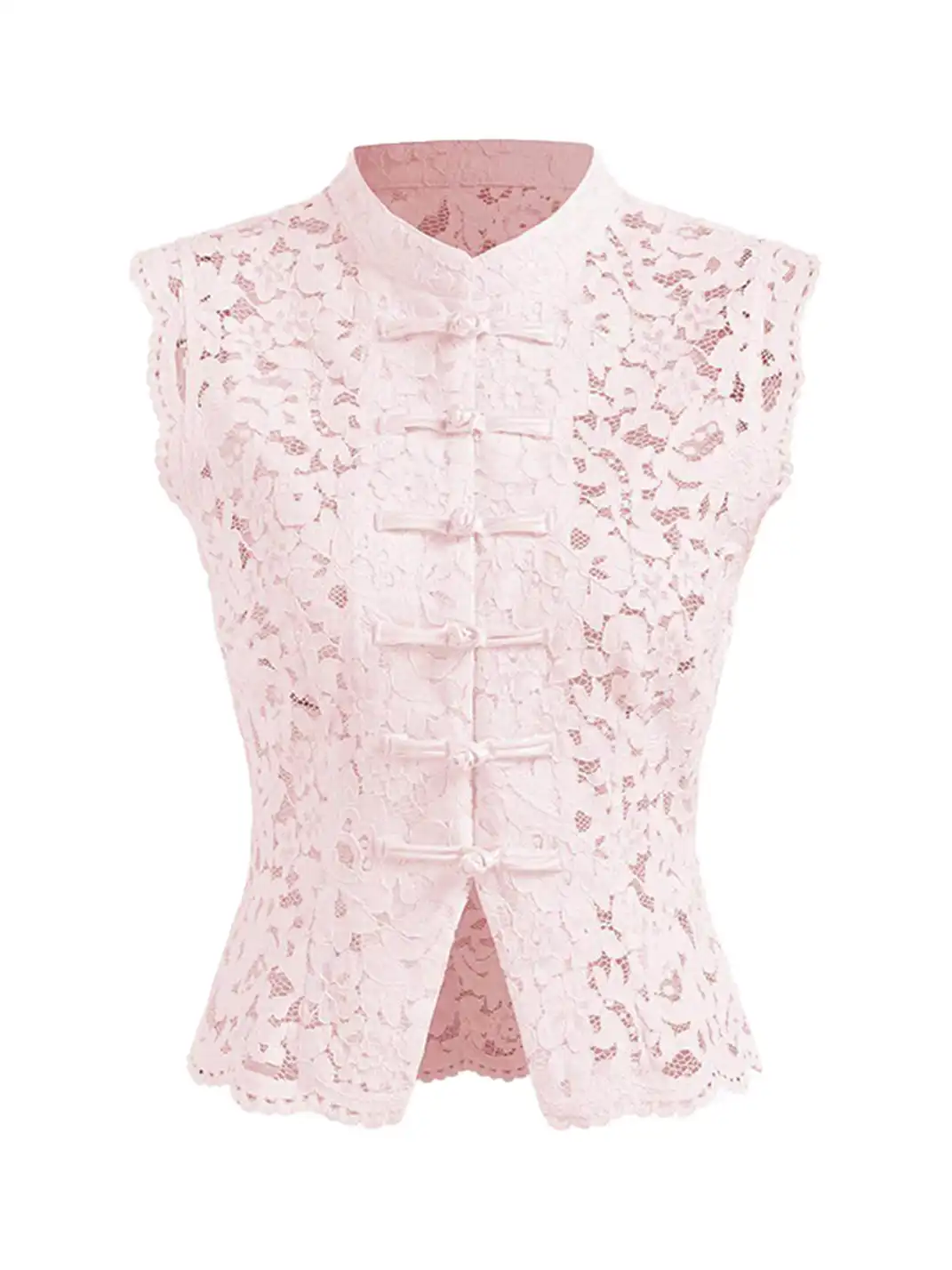 CIDER | Lace Lapel Hollow Out Split Hem Top