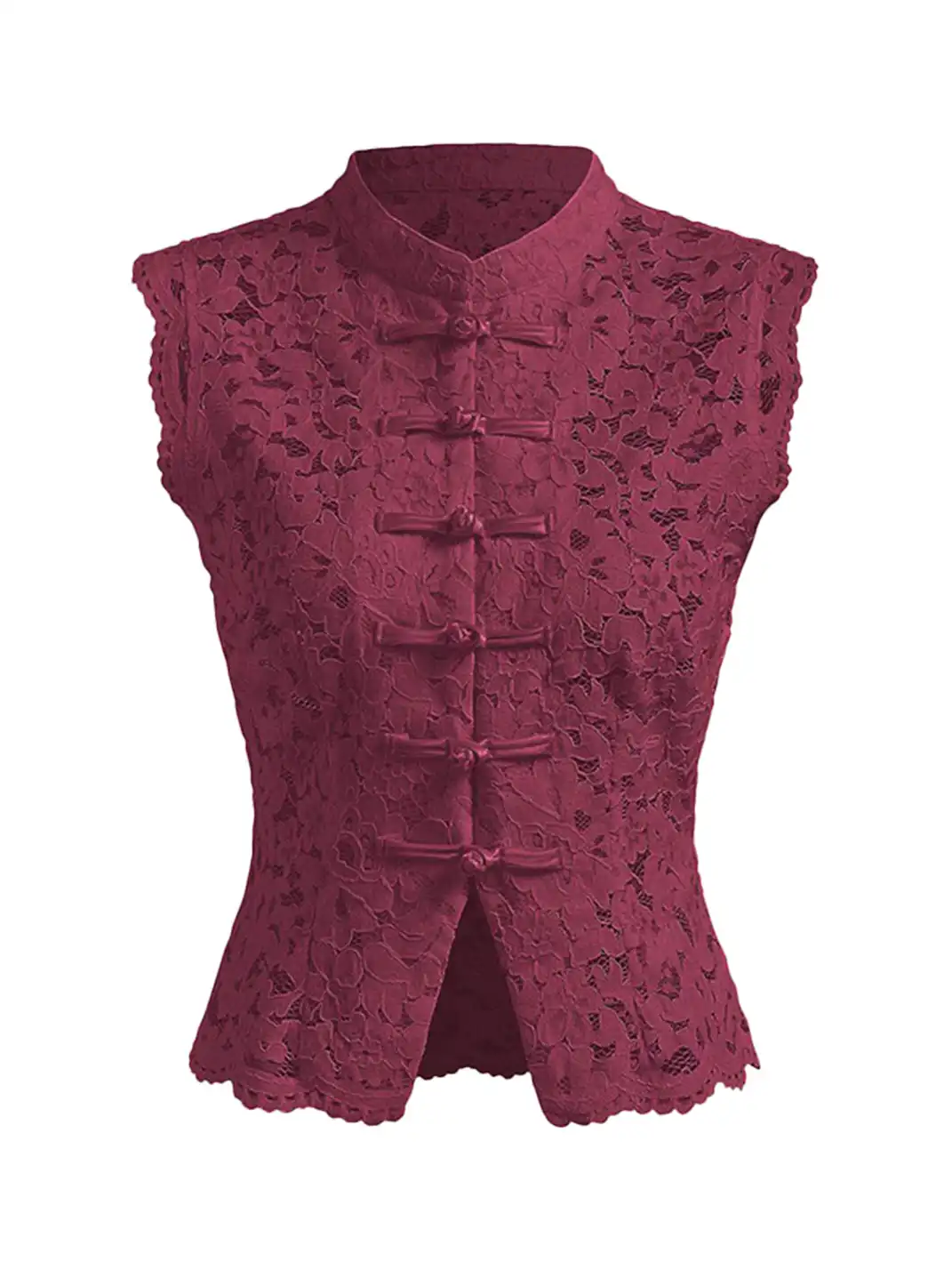 CIDER | Lace Lapel Hollow Out Split Hem Top